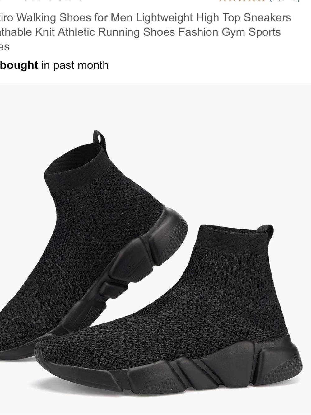 Black Knit Sock Sneakers - Slip-On Athletic Shoes